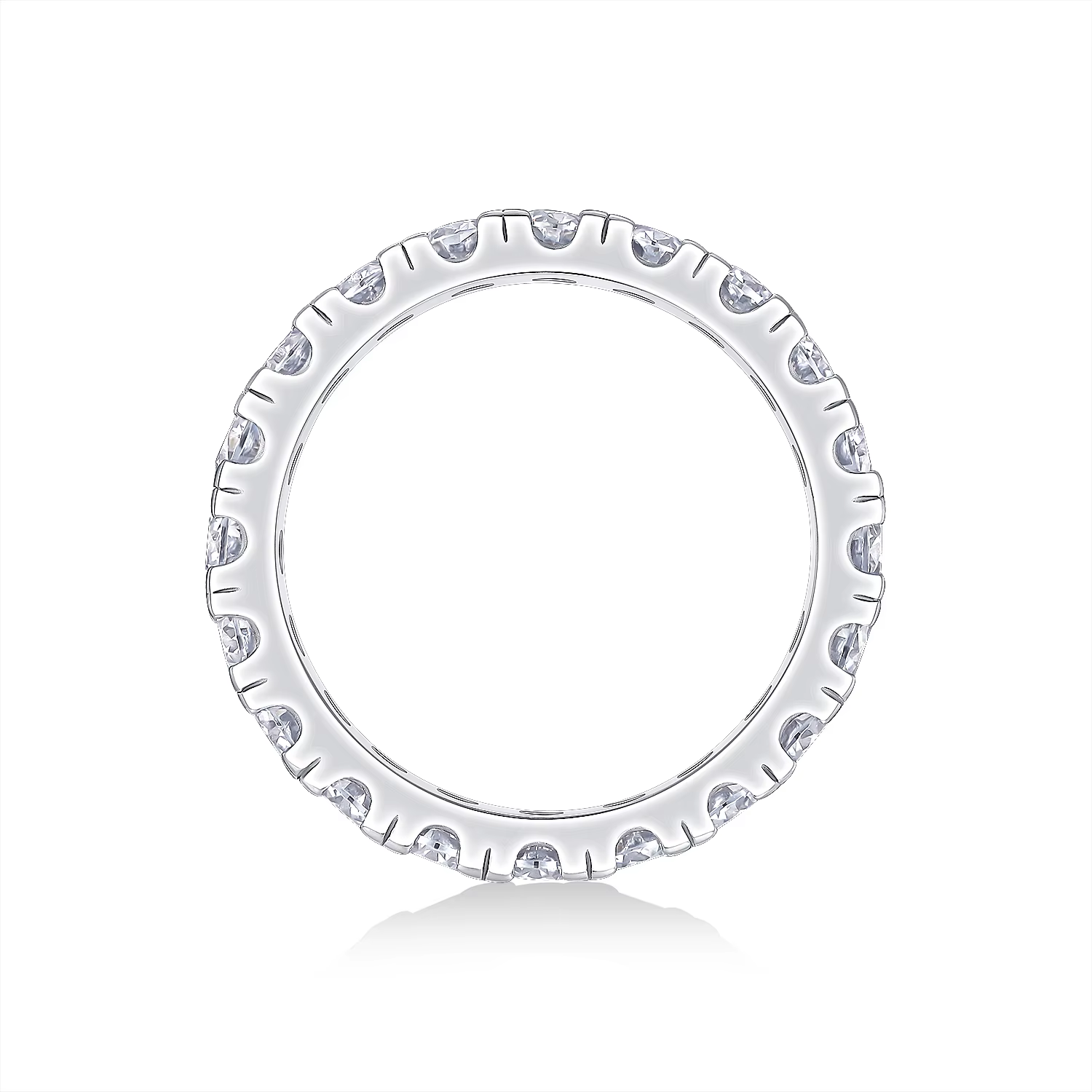 Anel de Moissanites em Prata 925 e Ouro Branco 18K