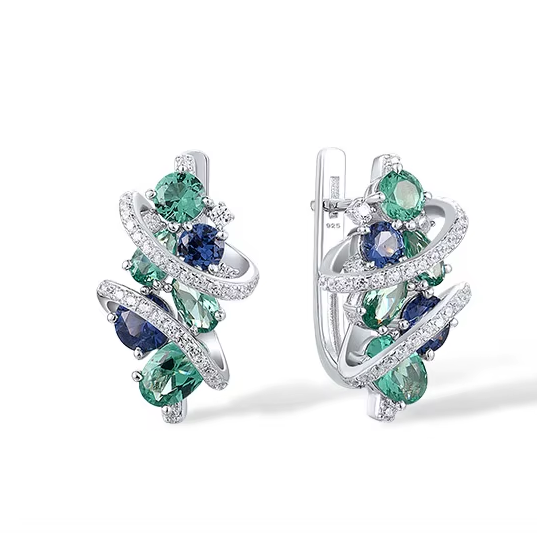 Brinco Angel Azul em Prata 925