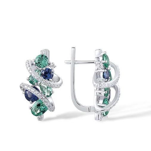 Brinco Angel Azul em Prata 925