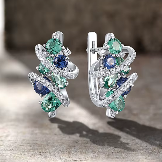 Brinco Angel Azul em Prata 925