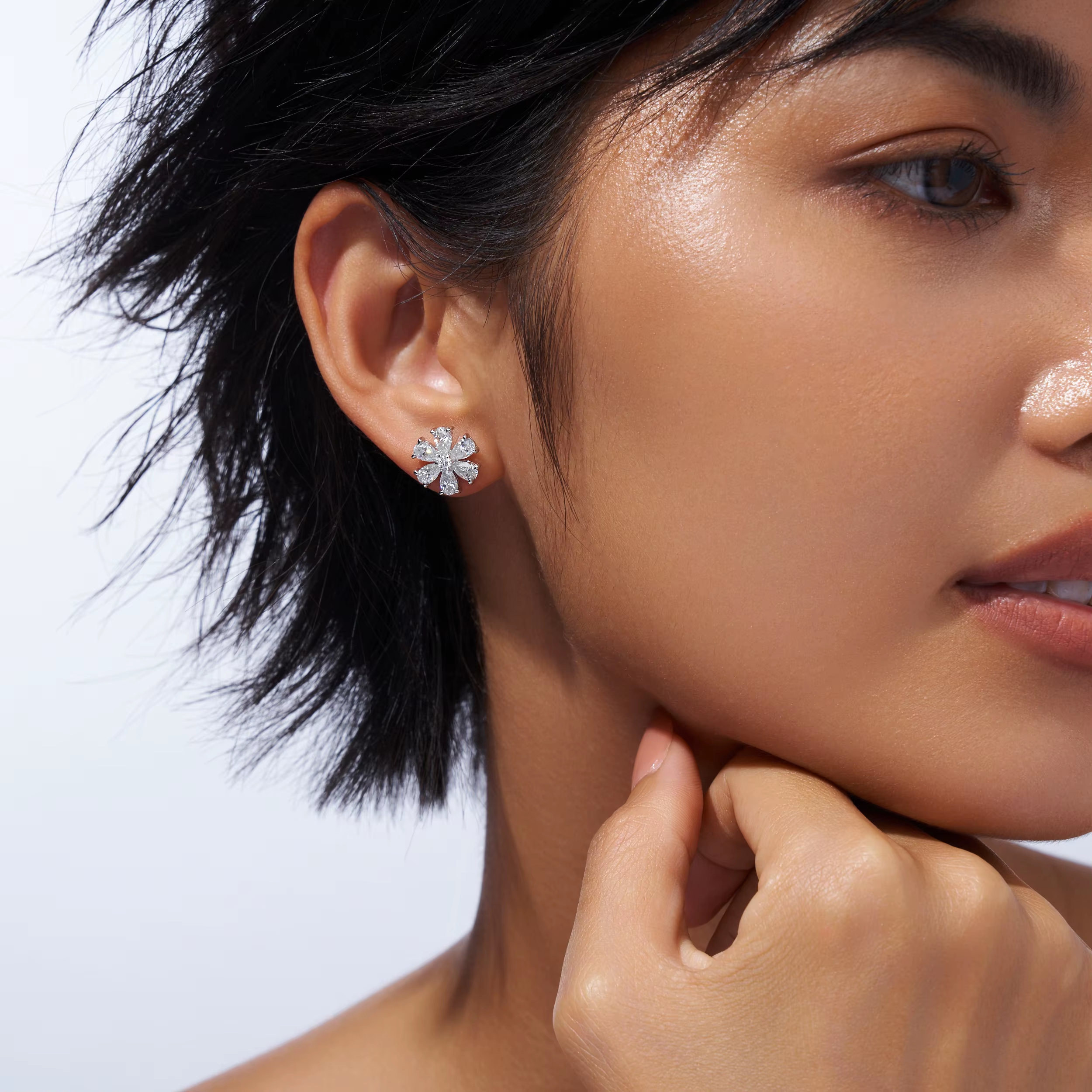 Brinco Flor do Campo de Moissanite em Prata 925