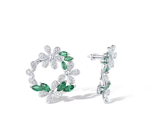 Brinco Flores em Prata 925