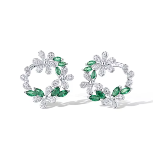 Brinco Flores em Prata 925