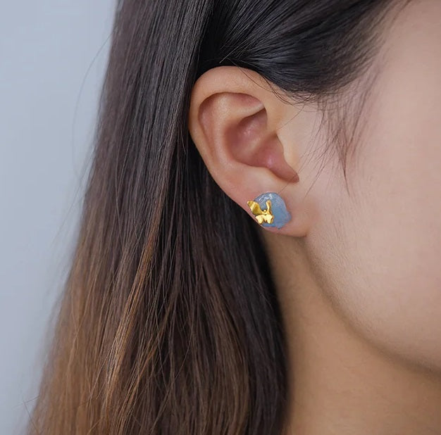 Brinco Borboleta em prata 925 com Acquamarine