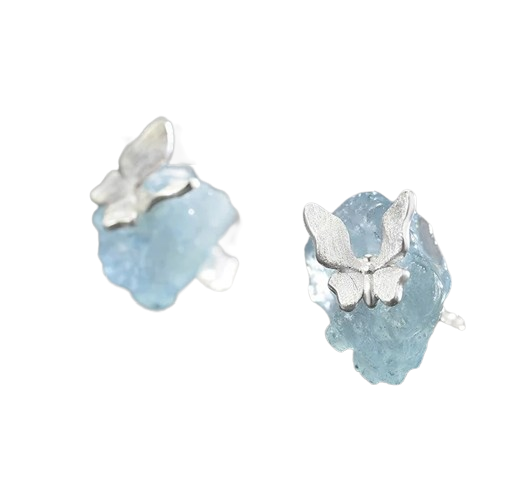 Brinco Borboleta em prata 925 com Acquamarine