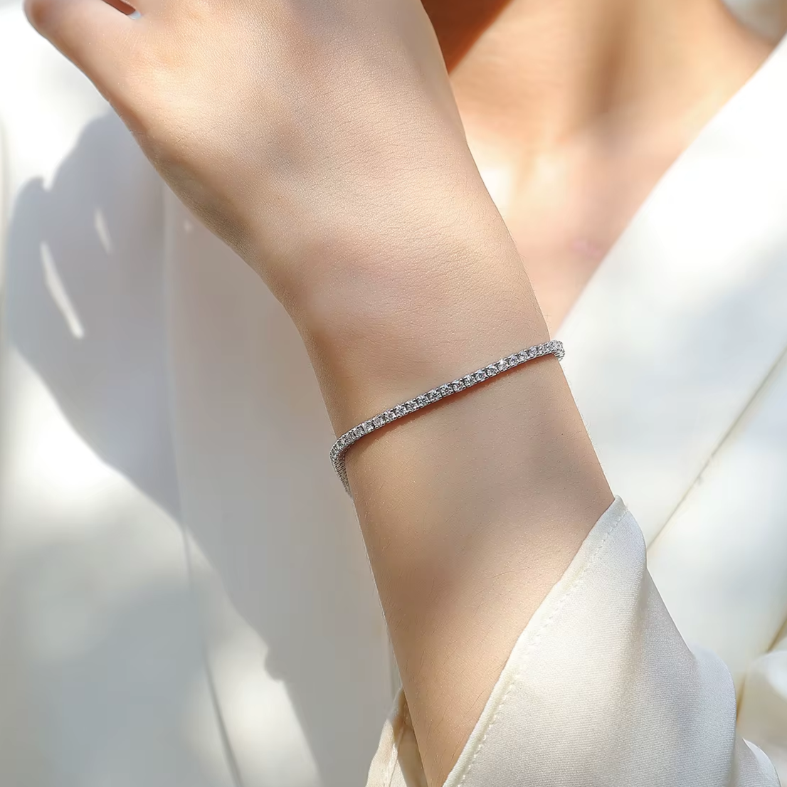 Pulseira Riviera de Moissanites em Prata 925